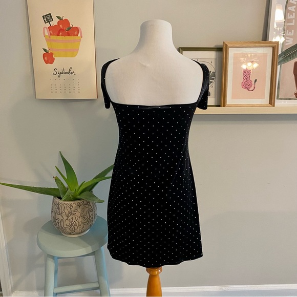 Asos Sweetheart Neckline Studded Black Velvet Bodycon Dress - Picture 3 of 3